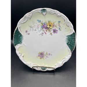 VTG Hand Painted Austrian Porcelain Plate- Floral Design-‎ 7.5" Diameter